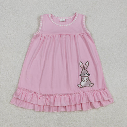 GSD1671 Embroidery Easter Rabbit Pink Girl's Dress