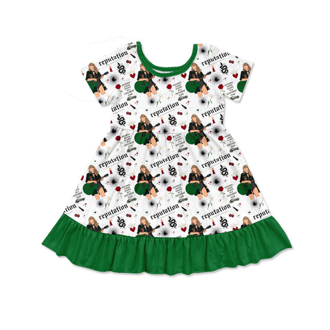 Preorder 12.29 GSD1681 Fashion Singer Green Girl's Dress