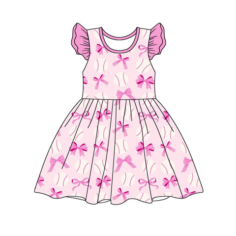 Preorder 12.30 GSD1690 Bows Baseball Pink Girl's Dress