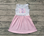 Preorder GSD1696 Embroidery Easter Bunny Pink Plaid Girl's Dress