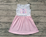 Preorder GSD1696 Embroidery Easter Bunny Pink Plaid Girl's Dress