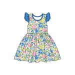 Preorder 12.31 GSD1697 Flower Floral Blue Girl's Dress