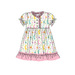 Preorder 01.03 GSD1702 Easter Rabbit Flower Pink Girl's Dress Night Gown