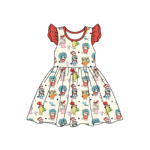 Preorder 01.03 GSD1703 Cartoon Blue Dog Girl's Dress