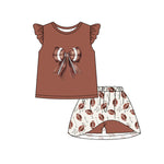 Preorder 01.04 GSD1723 Football Bows Girls Skirt Shorts Set