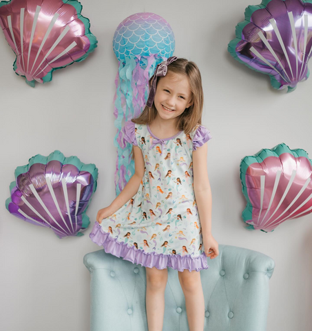 Preorder 01.14 Cartoon Mermaid Purple Girl's Dress