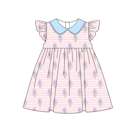 Preorder 01.14 GSD1753 Ice cream Bows Stripe Girl's Dress