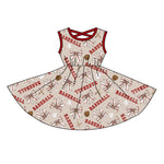 Preorder 01.16 GSD1762 Baseball Bows Red Girl's Dress