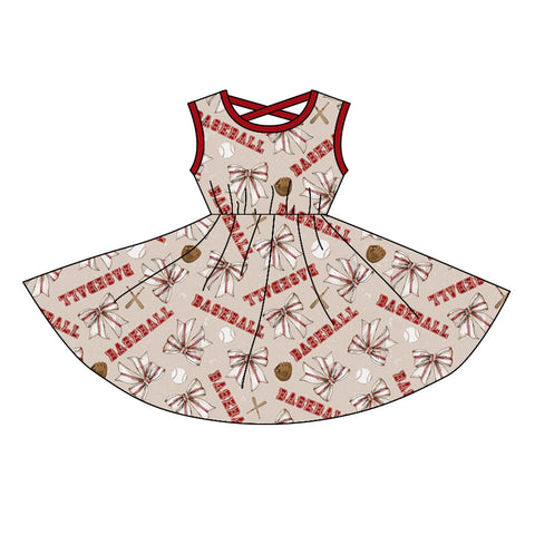 Preorder 01.16 Baseball Bows Red Girl's Dress