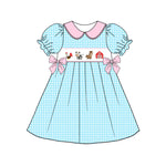 Preorder 01.17 GSD1777 Farm Animal Blue Plaid Girl's Dress