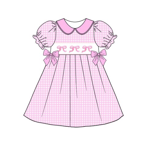 Preorder 01.17 GSD1778 Bows Pink Plaid Girl's Dress