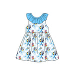 Preorder 01.18 GSD1781 Cartoon Blue Dog Girl's Dress