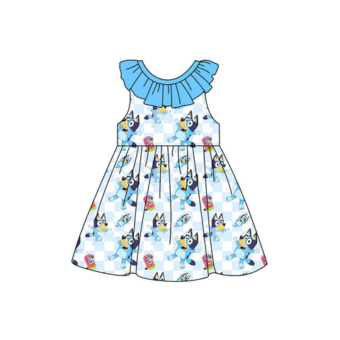 Preorder 01.18 Cartoon Blue Dog Girl's Dress