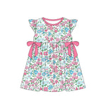 Preorder 01.18 GSD1784 Flower Floral Pink Blue Girl's Dress