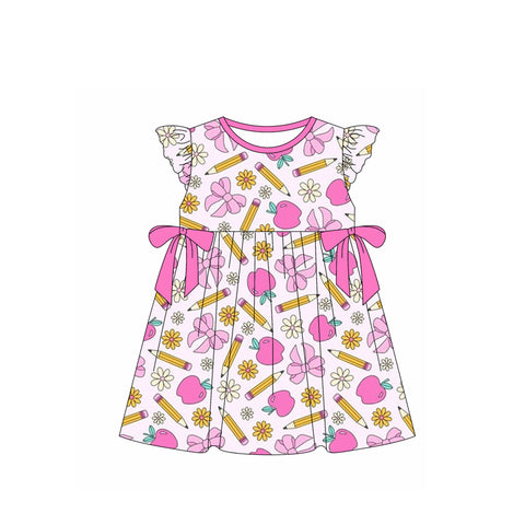 Preorder 01.24 GSD1846 Back To School Pencil Bows Girl's Dress