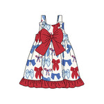 Preorder 01.24 GSD1849 July 4th Bows Red Girl's Dress