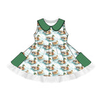 Preorder 01.24 GSD1851 Mallard Ducks Green Girl's Dress