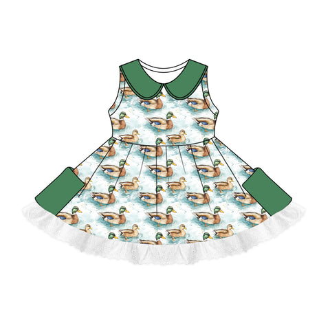 Preorder 01.24 Mallard Ducks Green Girl's Dress