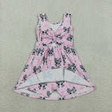 GSD1853 Bows Cow Pink Yoga Girl's Dress Onesie