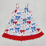 GSD1866 July 4th USA Bows Star Girl's Dress