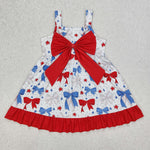 GSD1866 July 4th USA Bows Star Girl's Dress