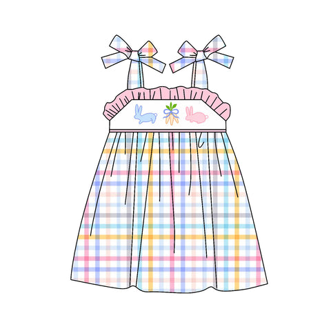 Preorder 01.29 Easter Rabbit Carrot Pink Plaid Girl's Dress