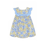 Preorder 01.30 GSD1883 Flower Floral Blue Girl's Dress