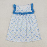 GSD1893 Flower Bows Blue Girl's Dress