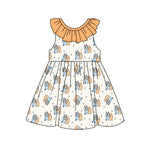 Preorder 01.31 Cartoon Blue Dog Orange Girl's Dress