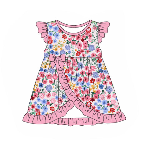 Preorder 02.02 GSD1904 Flower Floral Pink Bow Girl's Dress