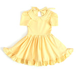 Preorder 02.05 GSD1916 Yellow Solid Color Cotton Girl's Dress