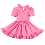 Preorder 02.05 GSD1917 Pink Solid Color Cotton Girl's Dress