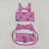 GSD1924 Game Cheer Pink Yoga Girls Skorts Set