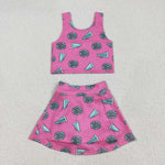 GSD1924 Game Cheer Pink Yoga Girls Skorts Set