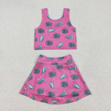 GSD1924 Game Cheer Pink Yoga Girls Skorts Set