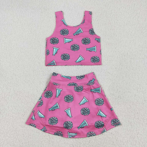 GSD1924 Game Cheer Pink Yoga Girls Skorts Set