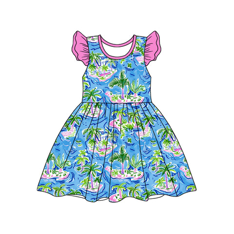 Preorder 02.07 Summer Beach Coconut Tree Girl's Dress