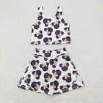 GSD1934 Cartoon Mouse Yoga Girls Skorts Set