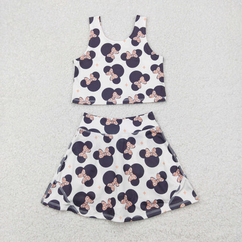 GSD1934 Cartoon Mouse Yoga Girls Skorts Set