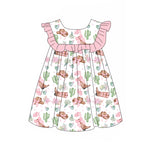 Preorder 02.07 GSD1935 Western Hat Boots Cactus Pink Girl's Dress