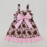 GSD1945 Western Cow Bows Pink Girl's Dress