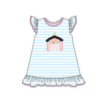 Preorder 02.11 GSD1947 Barn Pink Sky Blue Stripe Girl's Dress