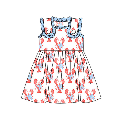 Preorder 02.12 Summer Crawfish Bows Blue Girl's Dress