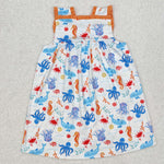 GSD1961 Ocean Animal Orange Girl's Dress