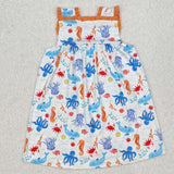 GSD1961 Ocean Animal Orange Girl's Dress