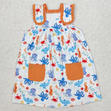 GSD1961 Ocean Animal Orange Girl's Dress