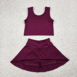 GSD1981 Claret Yoga Girls Skorts Set