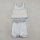 GSD1988 Flower Floral Yoga Girls Skorts Set