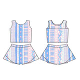 Preorder Samples GSD1995 Flower Floral Pink Yoga Girls Skirt Shorts Set