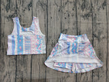 Preorder Samples GSD1995 Flower Floral Pink Yoga Girls Skirt Shorts Set
